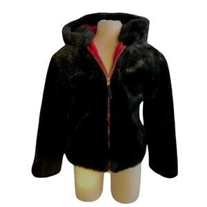 Faux MINK Fur COAT M 7/8 GAP Kids BLACK Jacket